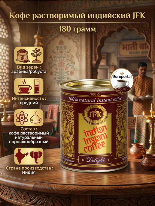 JFK Кофе растворимый индийский, 180 гр, 180 г