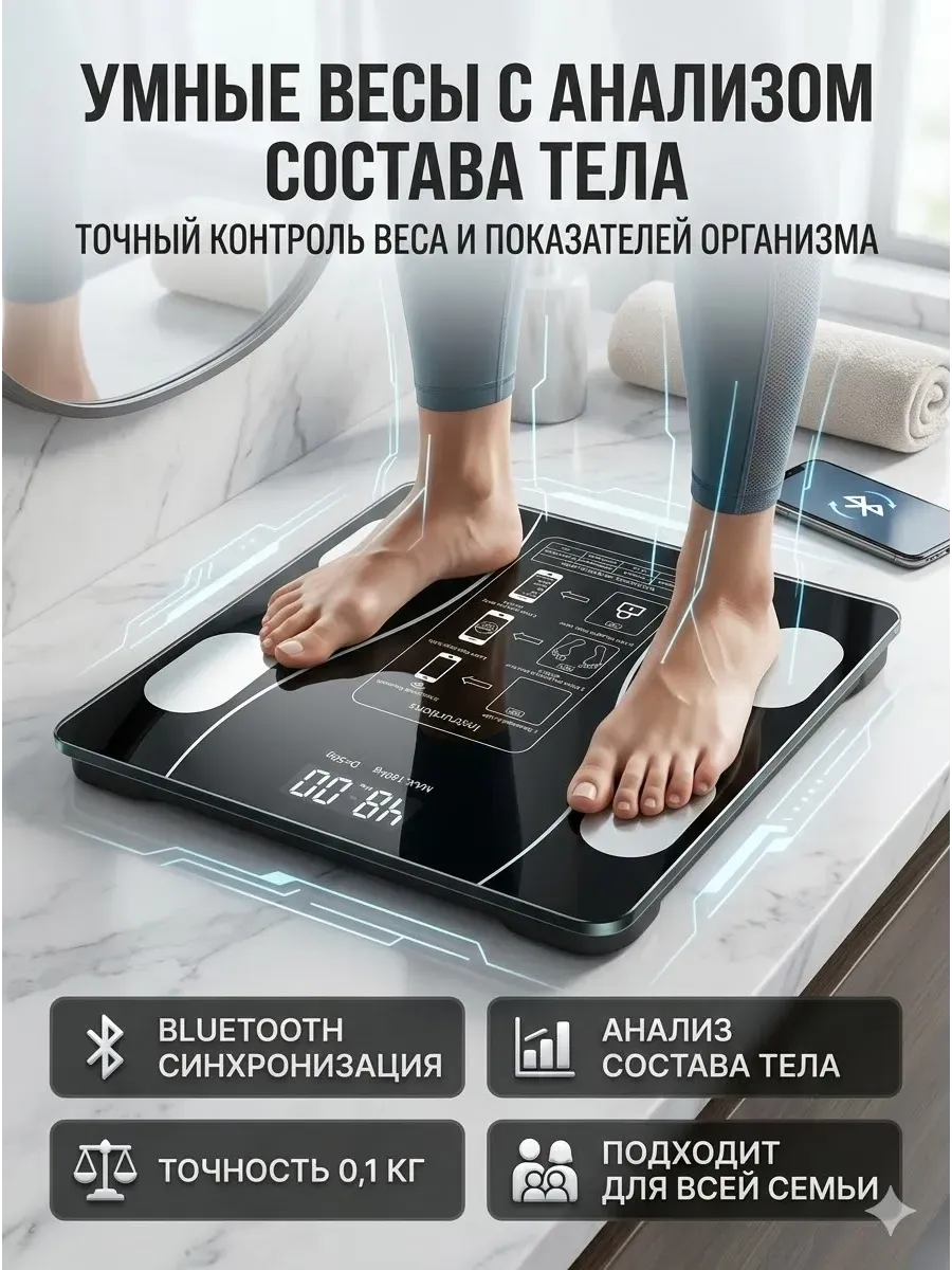 Умные весы для анализа состава тела с Bluetooth