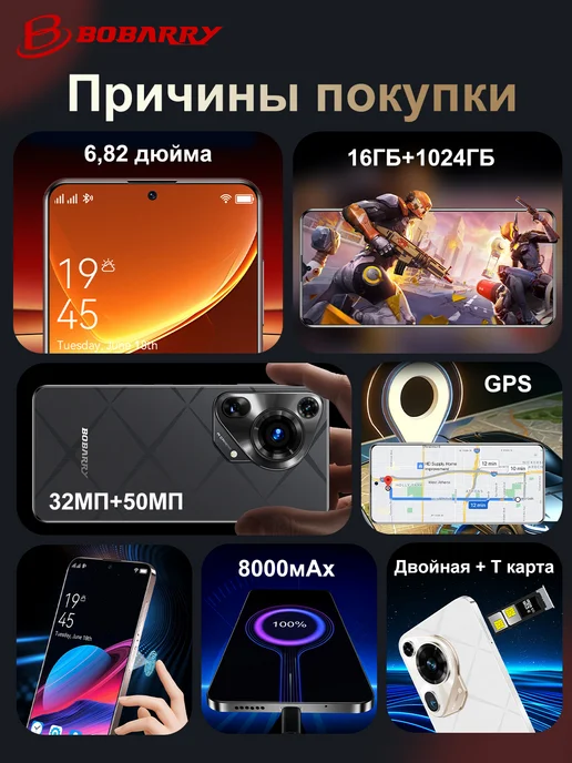 Смартфон Bobarry P70 Ultra 16/16 ГБ, белый, фото 3