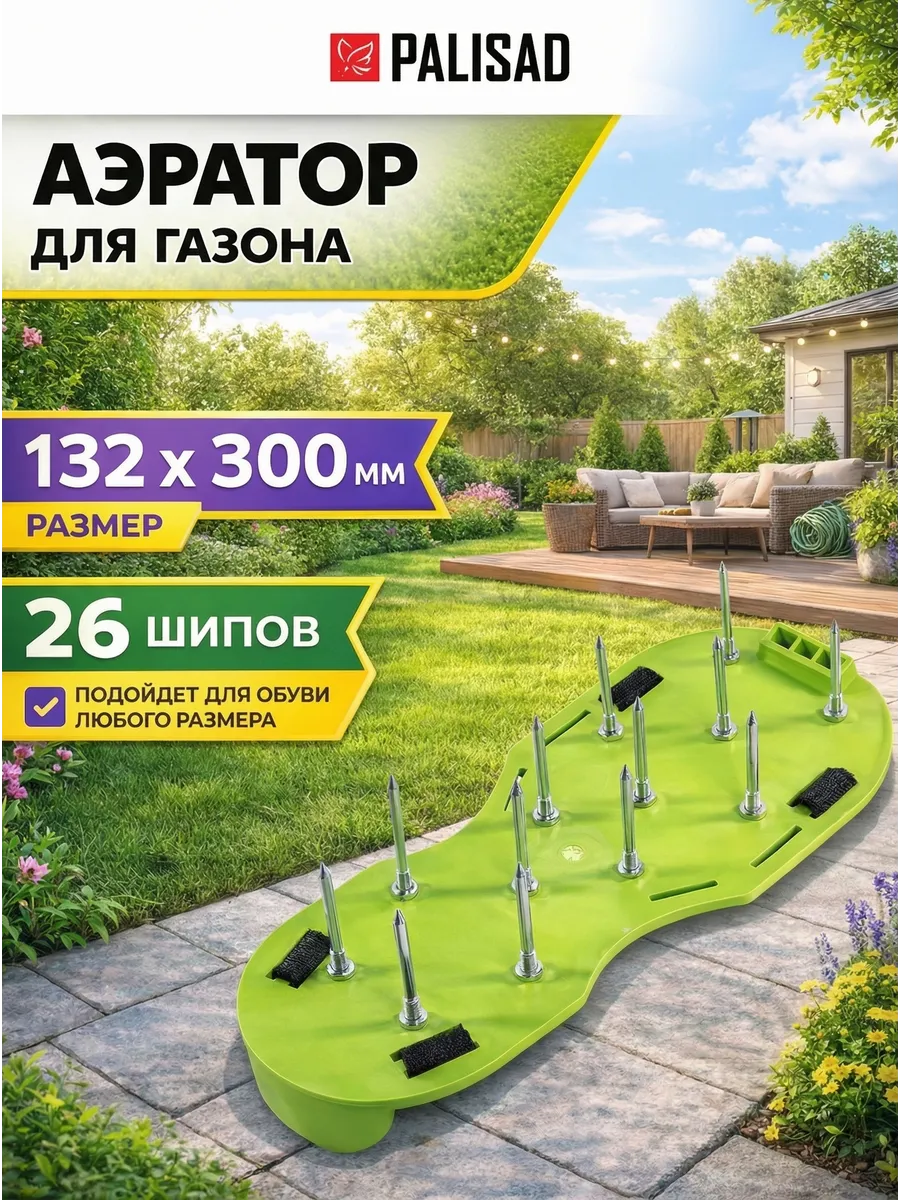 Аэратор для газона (скарификатор), 132х300 мм, 64498