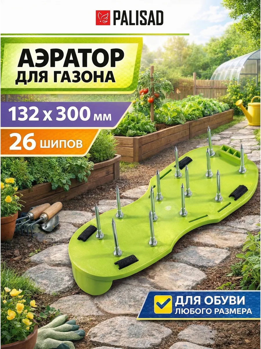 Аэратор для газона (скарификатор), 132х300 мм