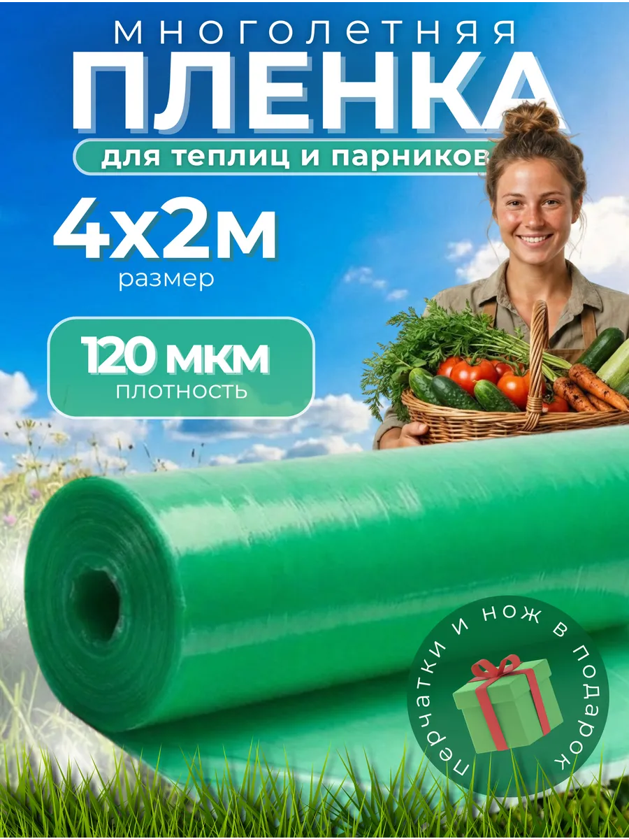 Многолетняя пленка зеленая 120мкм 4х2м