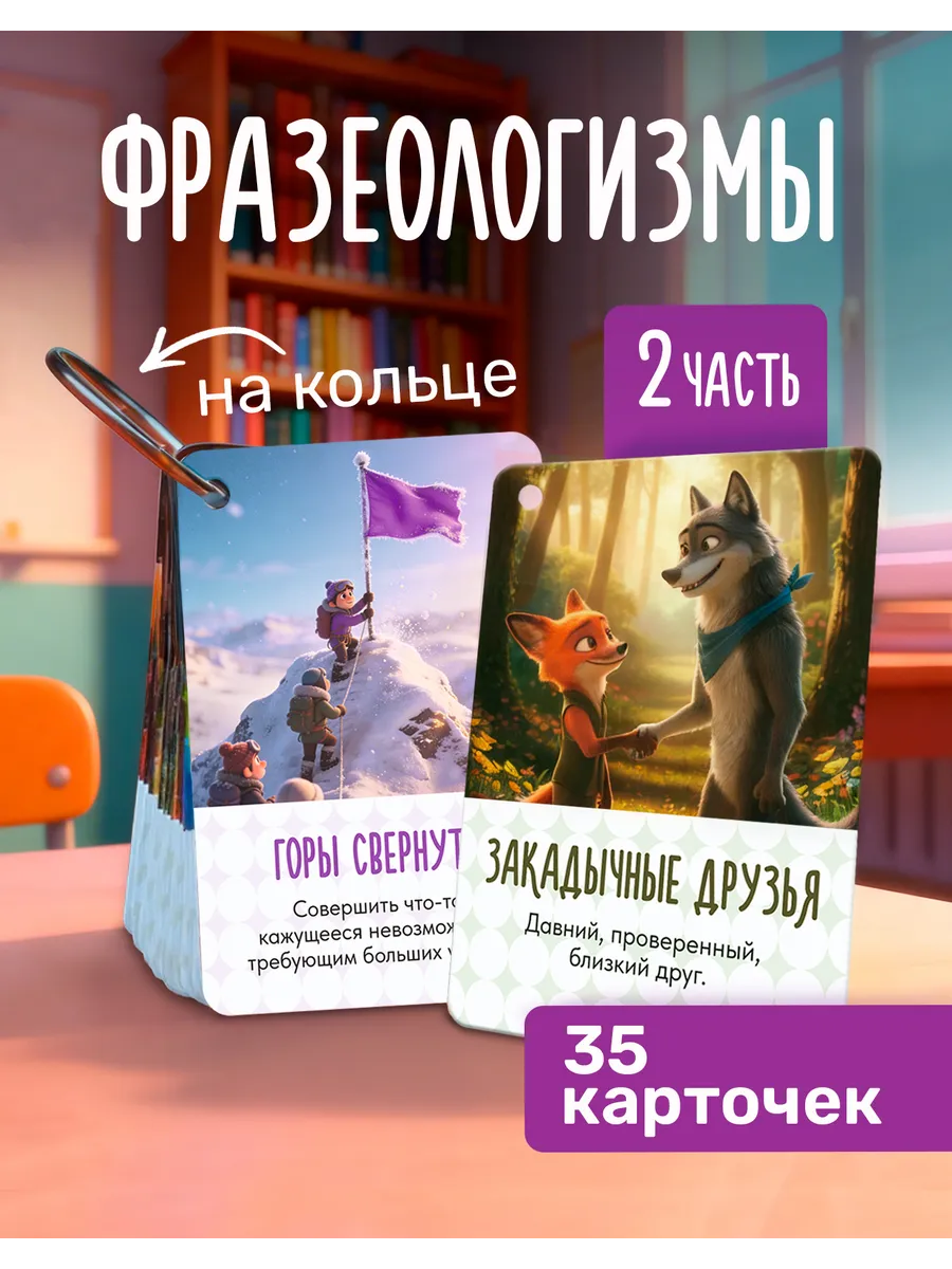 Набор карточек «Фразеологизмы» №2, 35 штук
