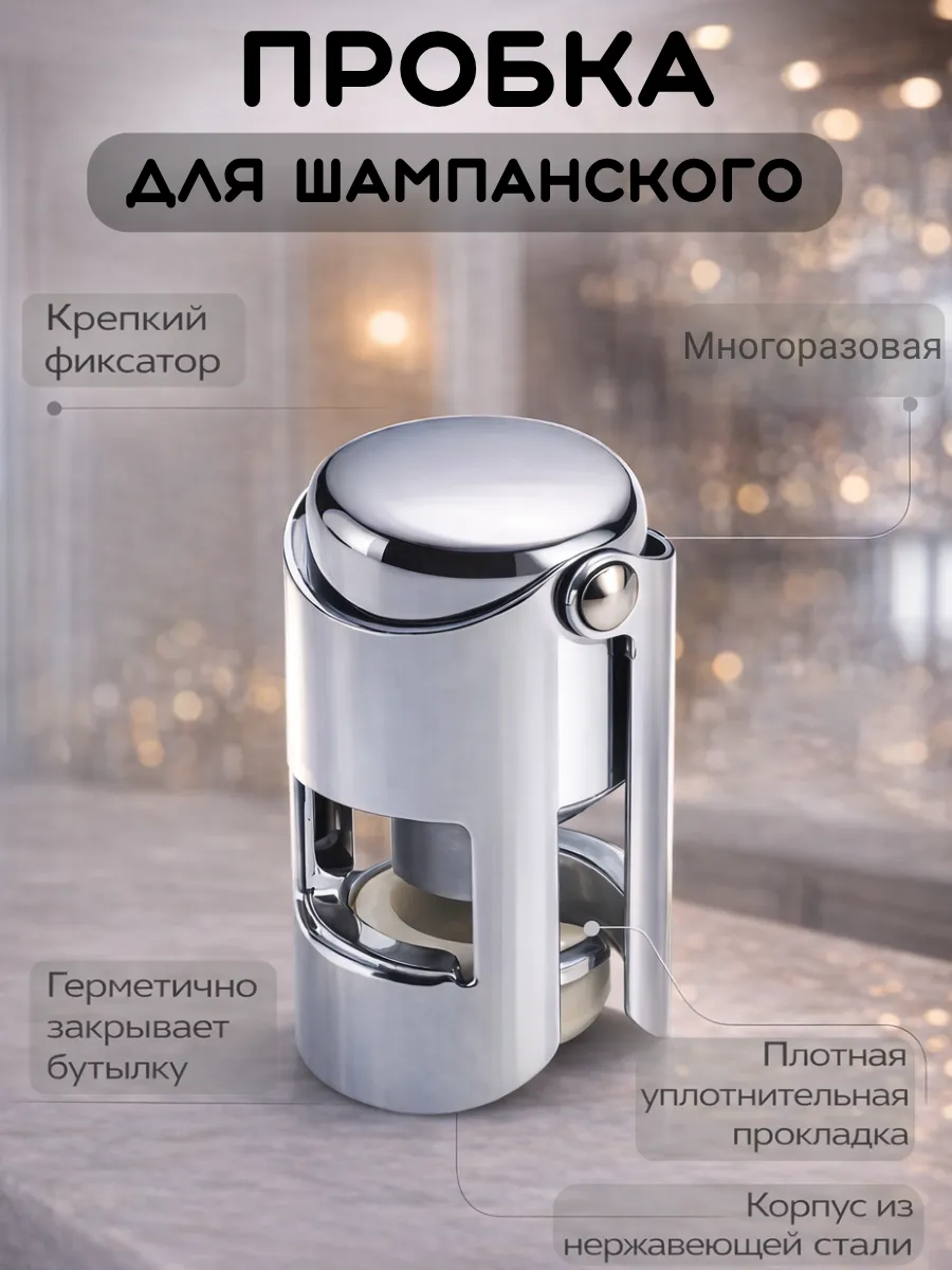 Металлическая пробка для шампанского, многоразовая