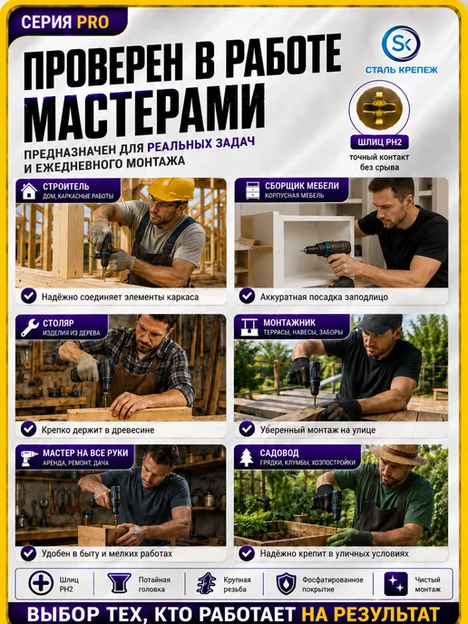 СтальКрепеж Саморезы по дереву желтые 41 мм 1кг, 1 кг, фото 6