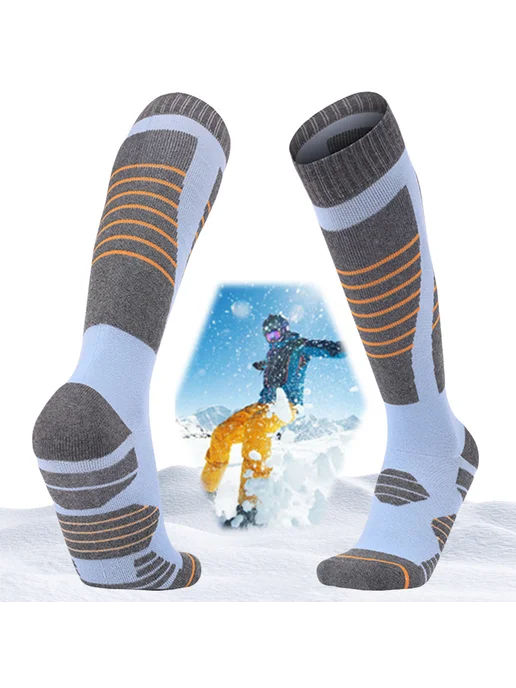 Теплые зимние лыжные носки для женщин, Sky Blue, голубой, фото 3