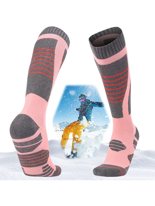 Теплые зимние лыжные носки для женщин, Sky Blue, розовый, фото 3