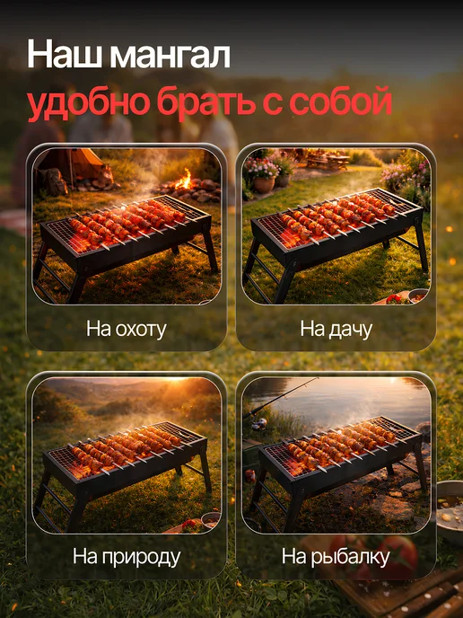 Мангал разборный, черный, фото 5