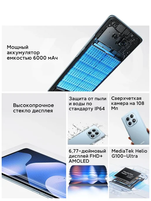 Смартфон Xiaomi Redmi Note 15 8/256 ГБ, синий, фото 5