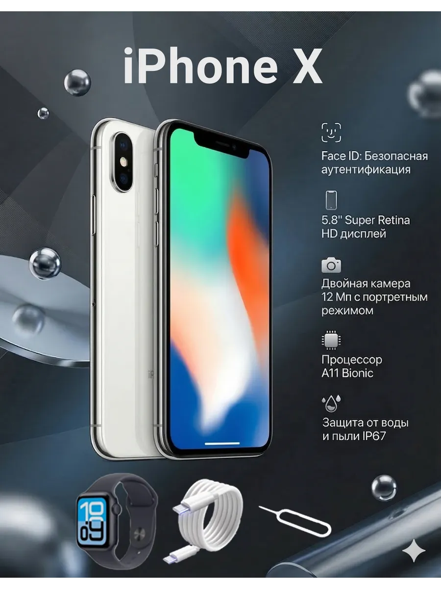 iPhone X 256 ГБ, белый Восстановленный