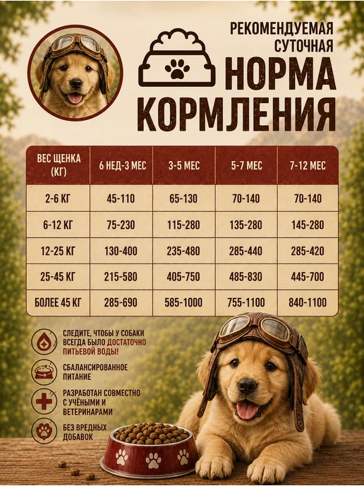 Сухой корм Ушастый Пилот для собак, щенки, 4 кг, фото 3