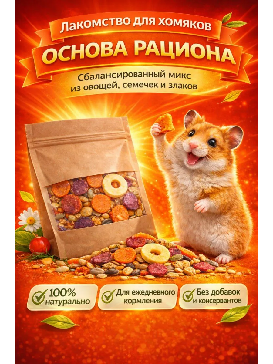 Лакомство для хомяков и грызунов 50 гр