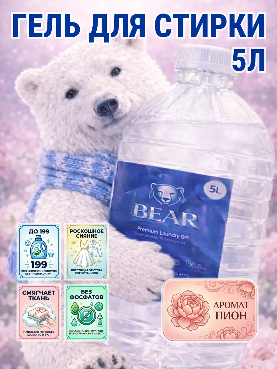 Гель для стирки 5 л аромат пиона