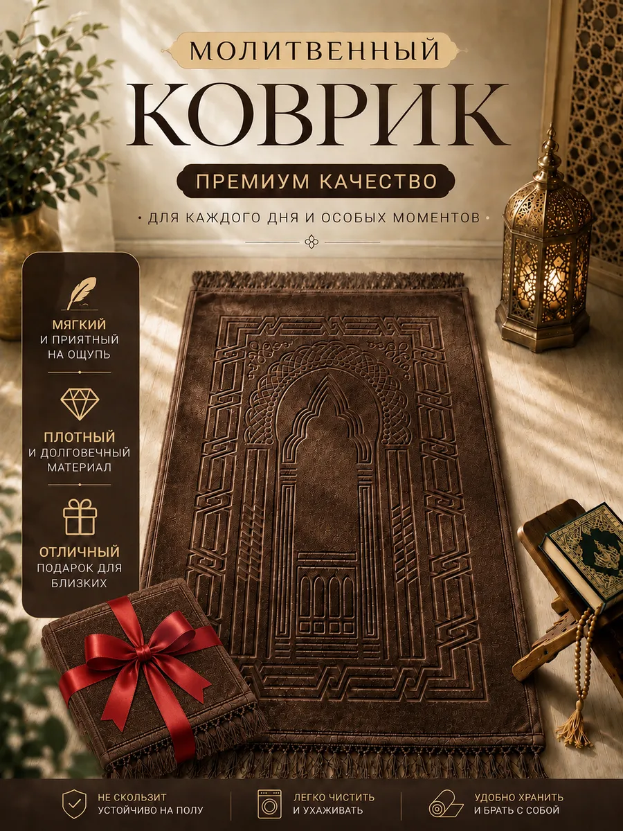 Коврик мусульманский для намаза ( тасбих в подарок )
