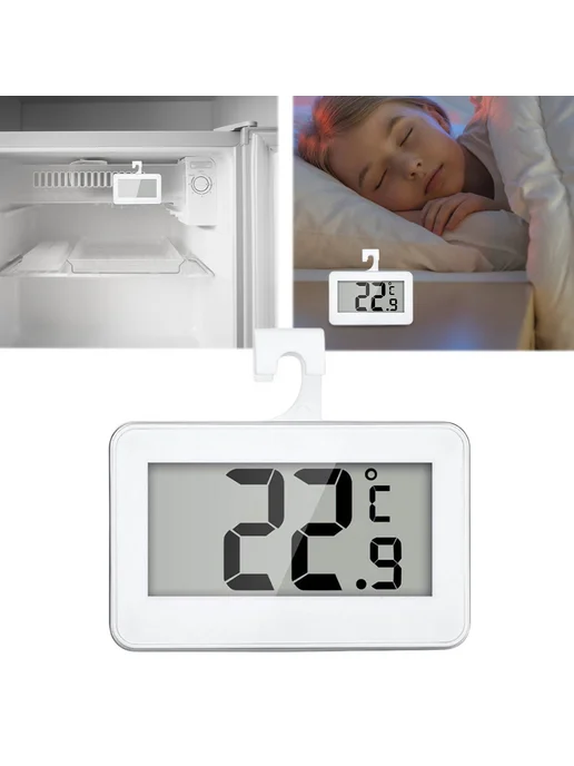 Термометр для холодильника LCD, комнатный, белый, белый, фото 2