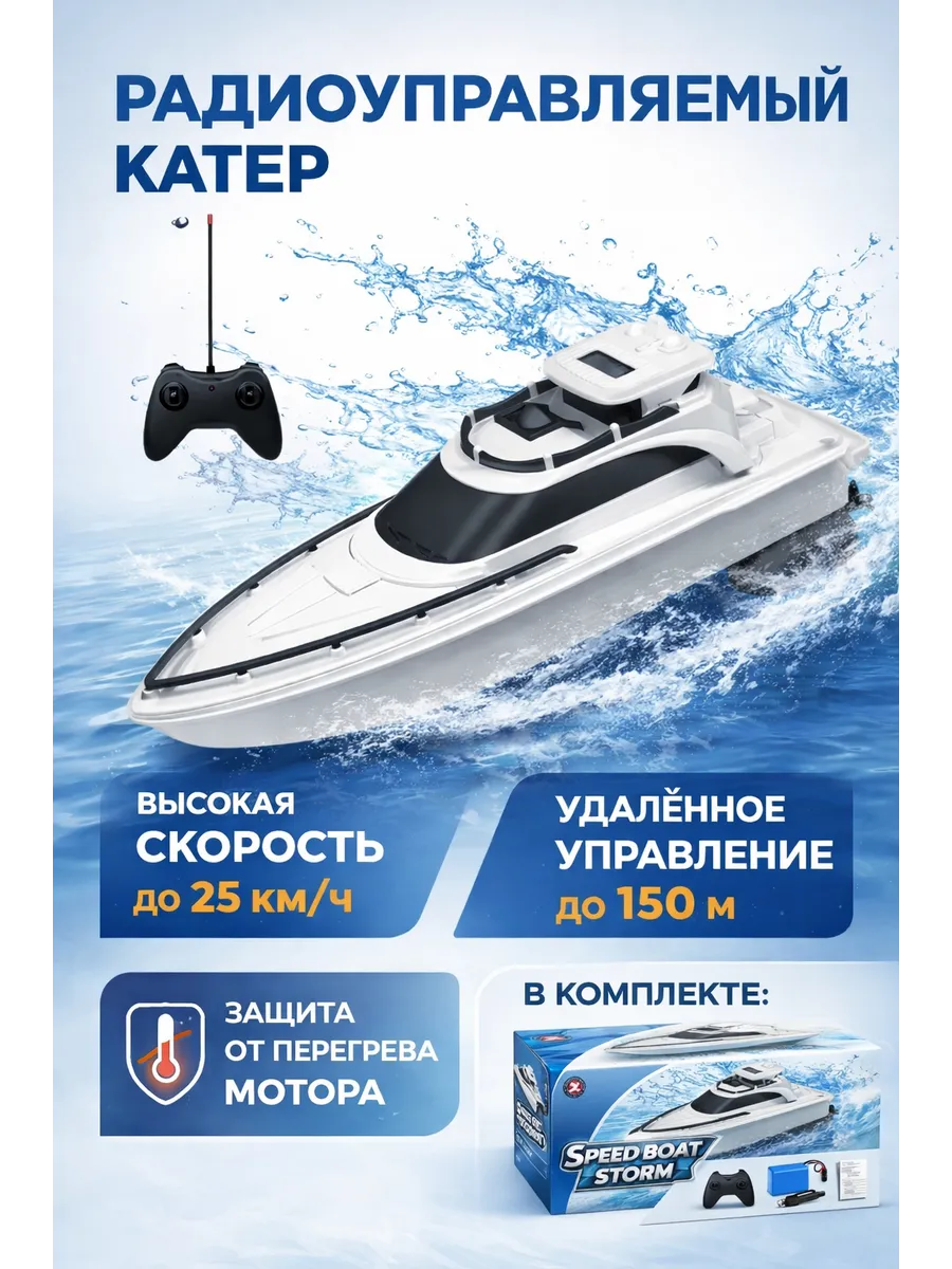 Радиоуправляемая скоростная лодка с пультом