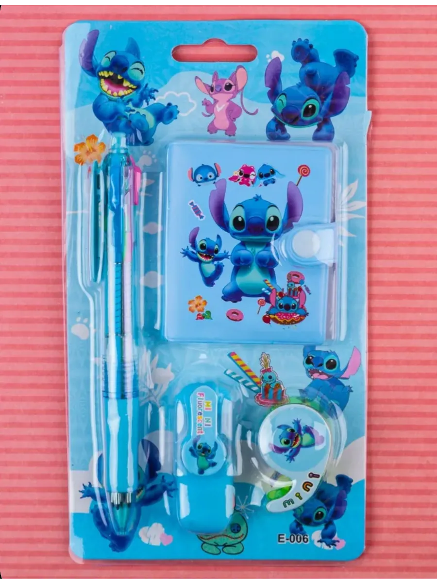 Канцелярский набор супер мини блокнот 4 в 1 Stitch