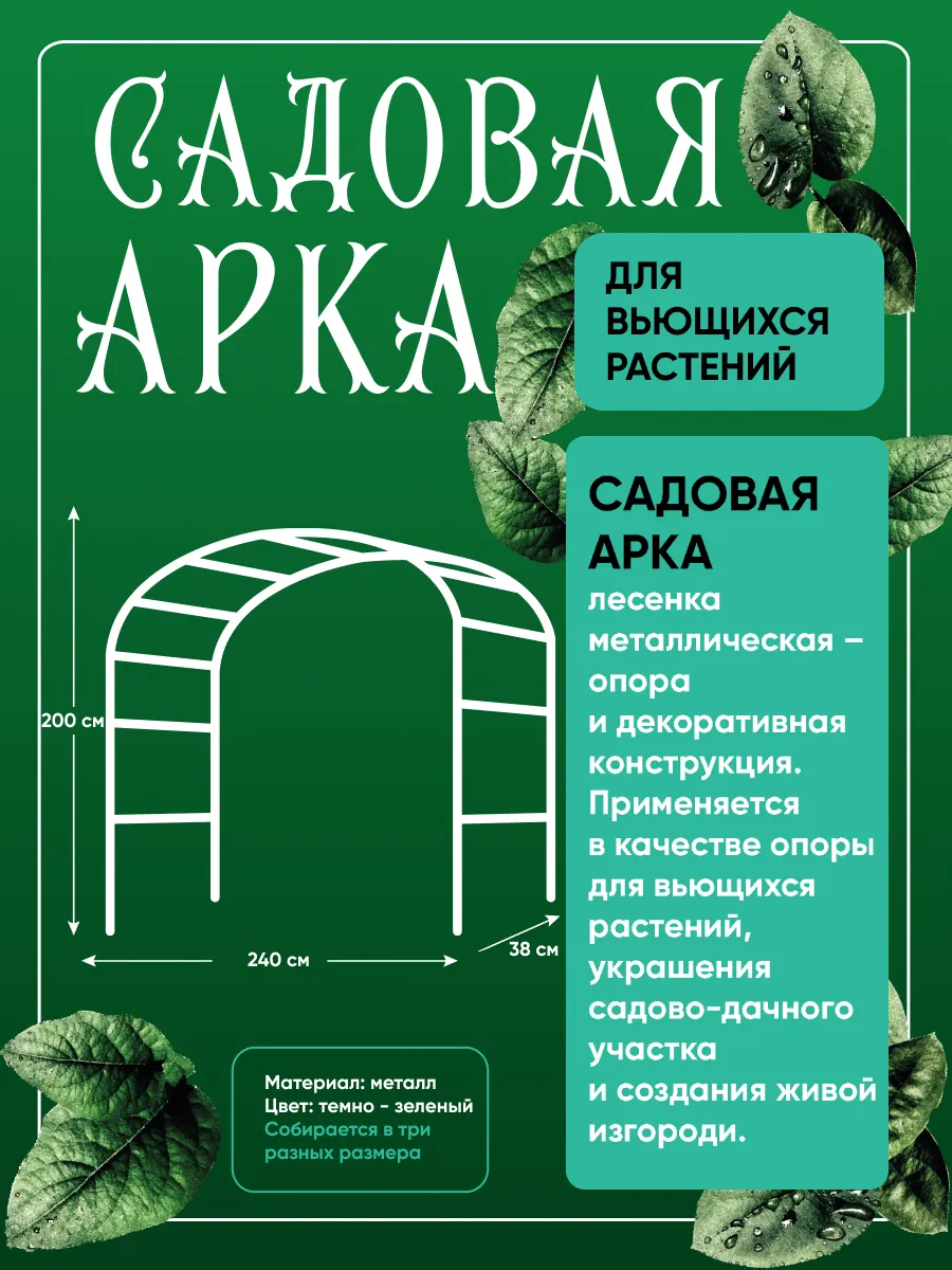 Арка садовая металлическая для вьющихся растений 200х240