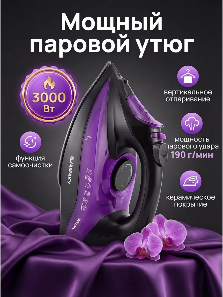 Утюг мощный с антипригарным покрытием