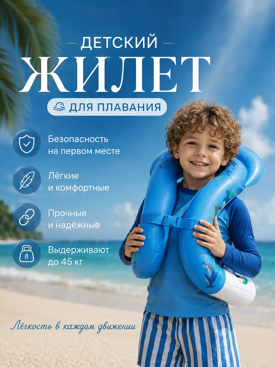 Жилет для плавания детский надувной