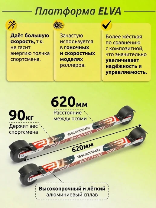 ELVA Лыжероллеры коньковые Эльва SK80R 62 см, крепление SNS, вариант, фото 3
