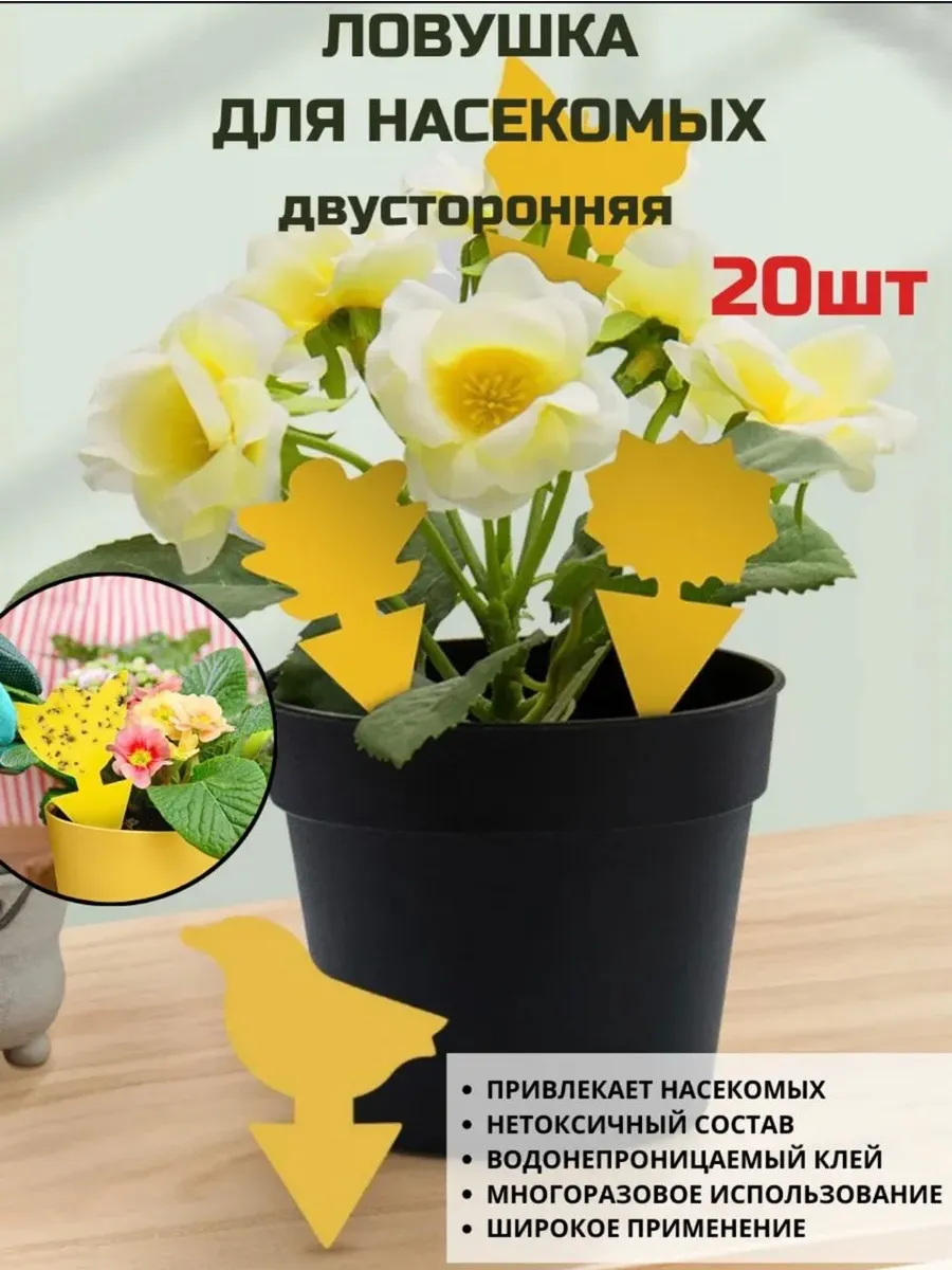 Липкая ловушка от мошек в горшках, средство от насекомых