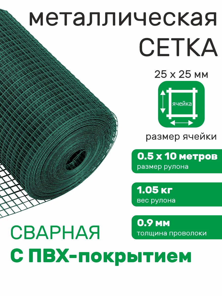 Сетка металлическая для забора сварная оцинкованная 25х25