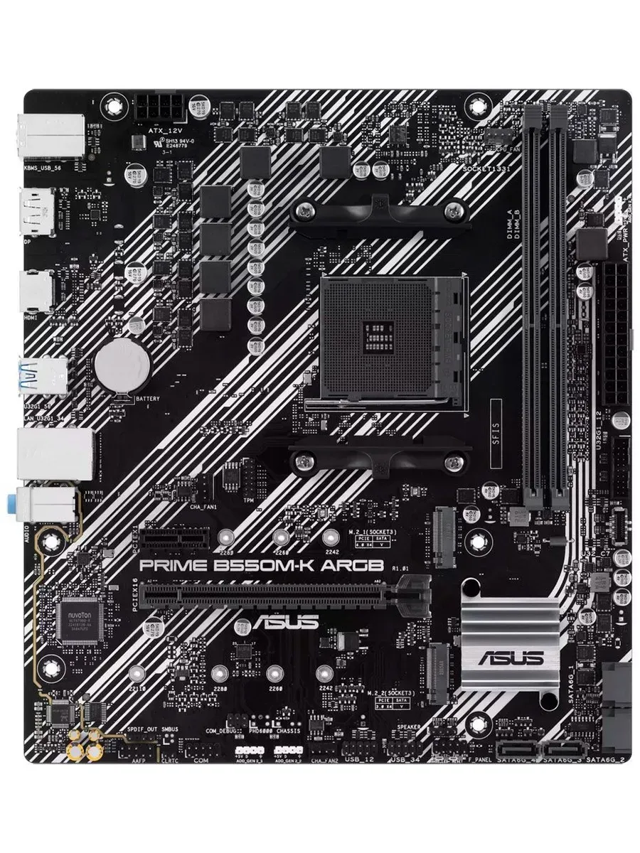 Asus Материнская плата PRIME B550M-K ARGB AM4 mATX