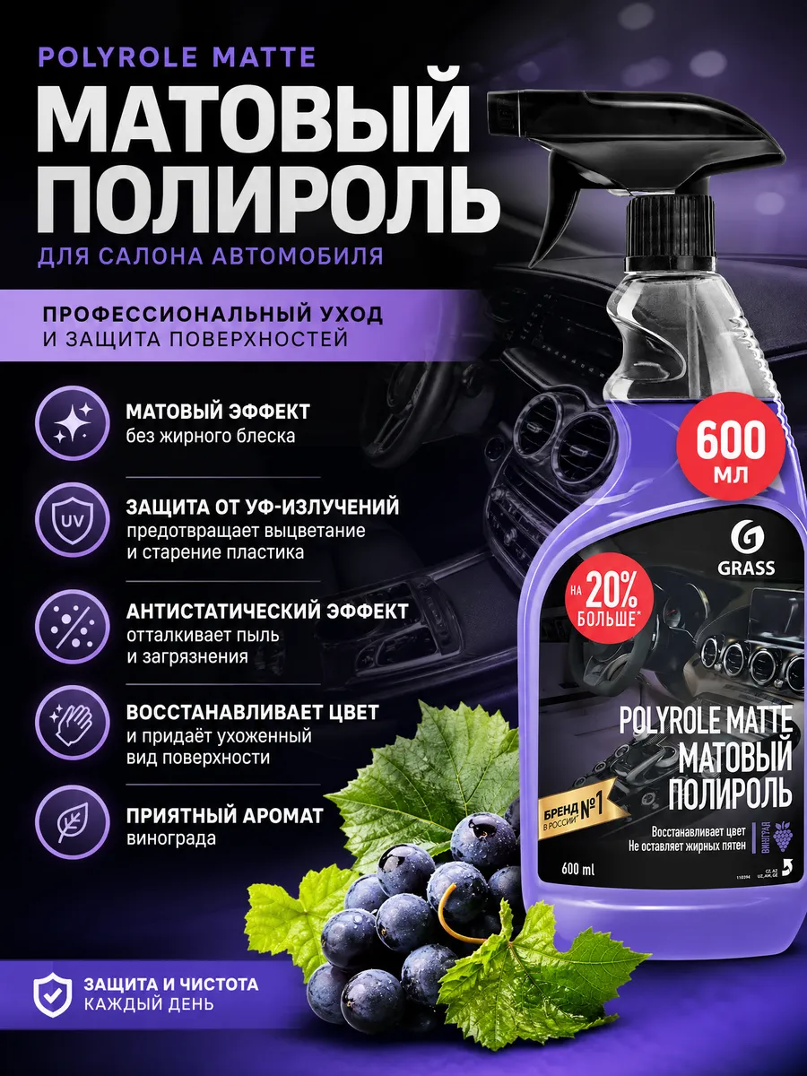 Полироль-очиститель пластика матовый виноград