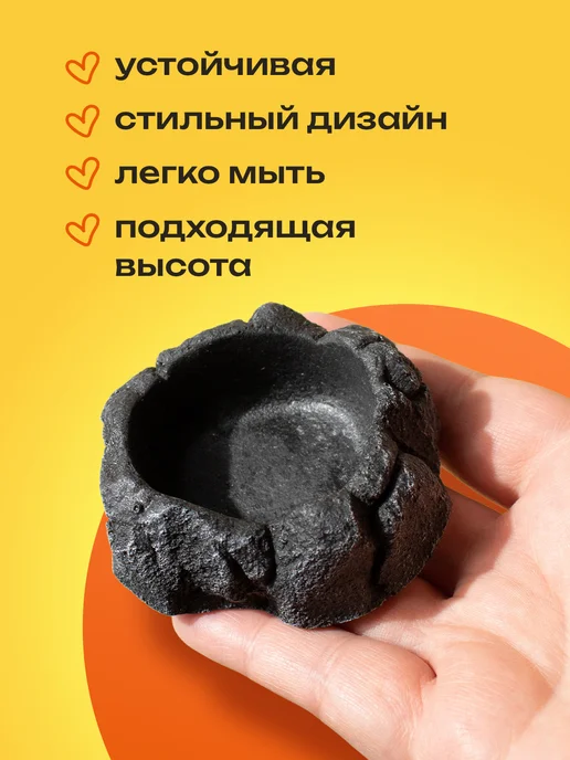 PETPOWER Поилка кормушка для рептилий, эублефара в террариум, черный, фото 2