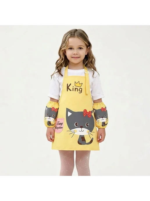 CALABRONE Фартук детский "Котик", 8-10 лет, желтый, желтый, фото 2