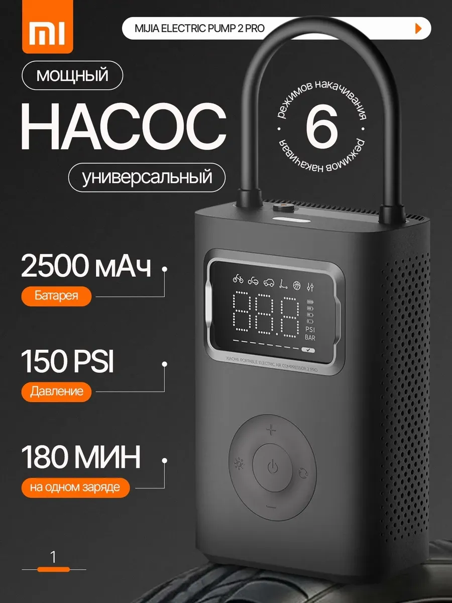 Автомобильный компрессор насос Mijia Air Pump 2 Pro