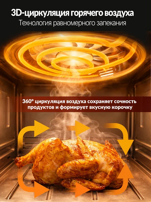 Аэрогриль электрический для дома 10л, с прозрачным окном, 10 л, фото 7