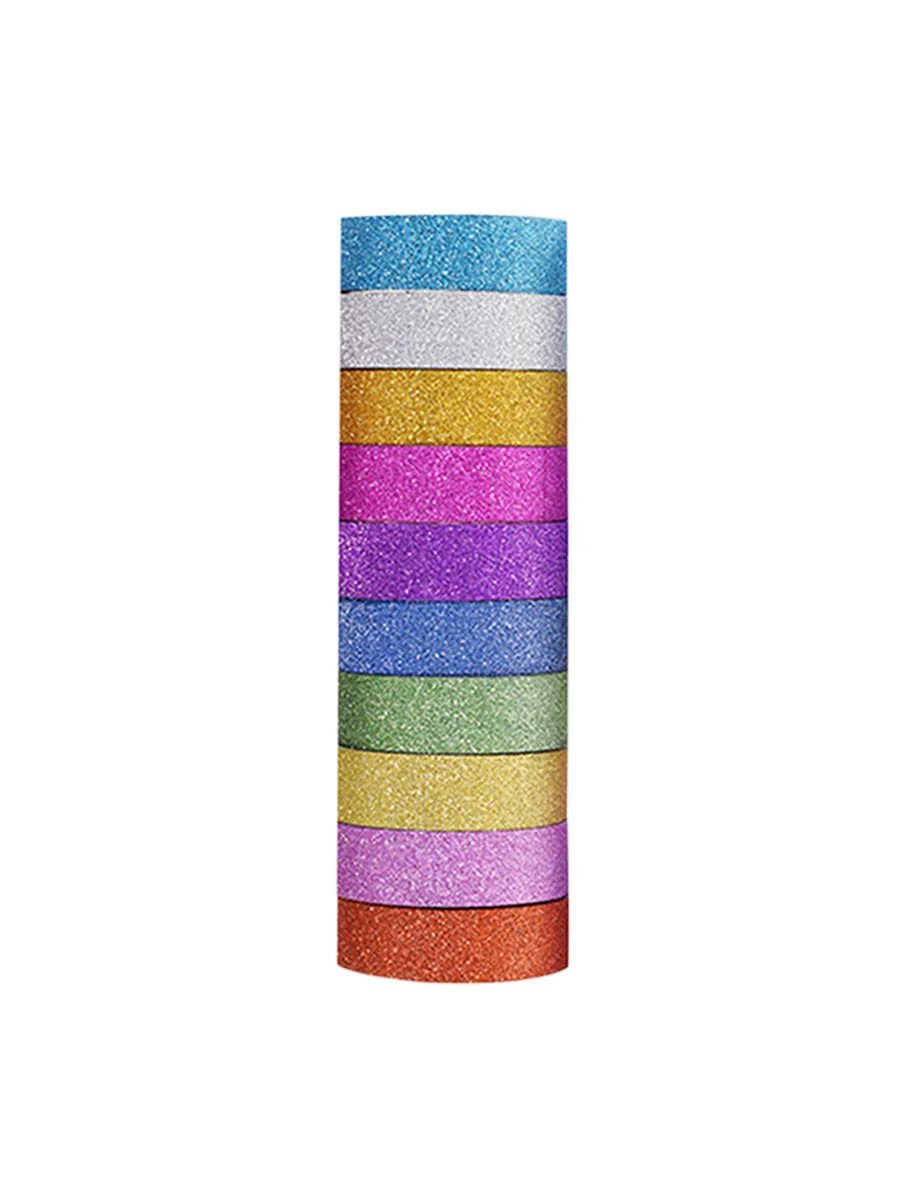 10 шт. самоклейка Washi Tape 3м*1.5см, с блестками, свет, дл