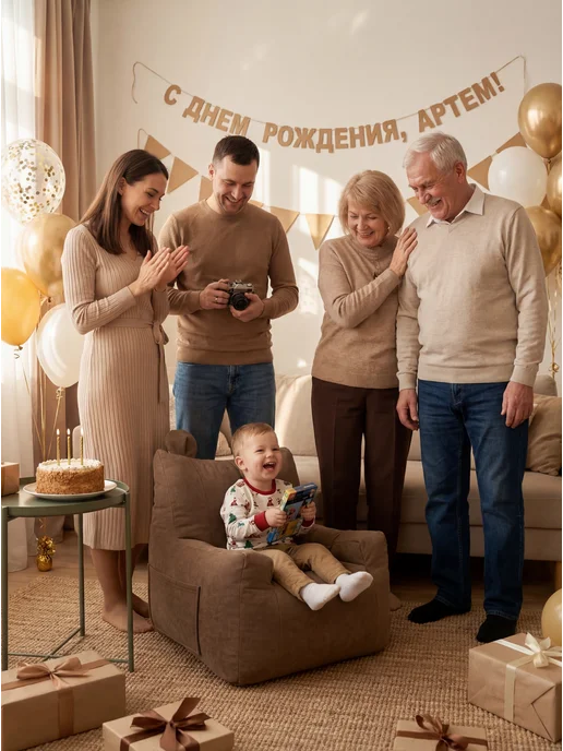 YAKI Кресло мягкое детское от 1 года до 5 лет, коричневый, фото 4