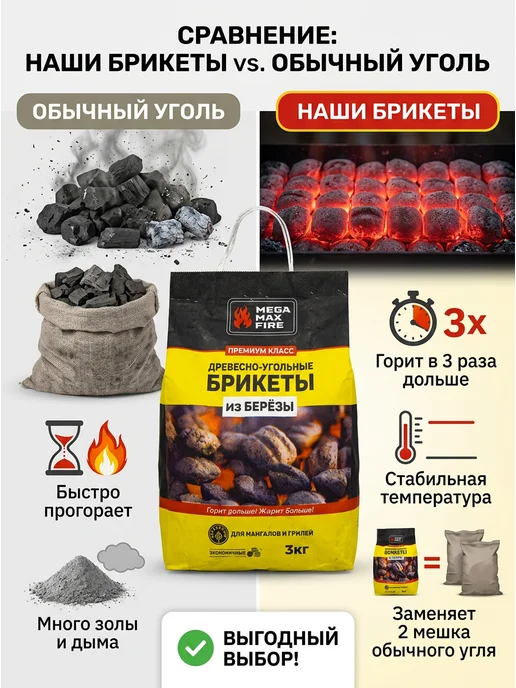 Averon Брикеты угольные для мангала 6 кг, 6 кг, фото 4