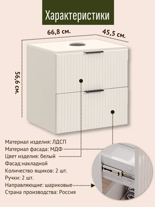 Бинло Тумба под раковину в ванную подвесная ROUND, вариант, фото 2