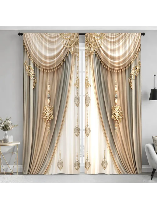 Angelo custode Фотошторы для гостиной в спальню 150х260 см 2 шт, 150x260 см, 2 шт