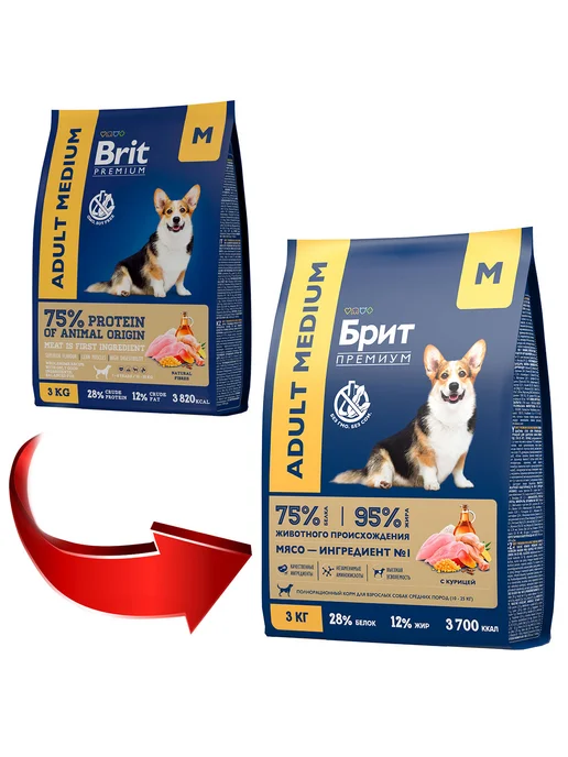 Сухой корм Brit Premium для собак, курица, 3 кг, фото 3