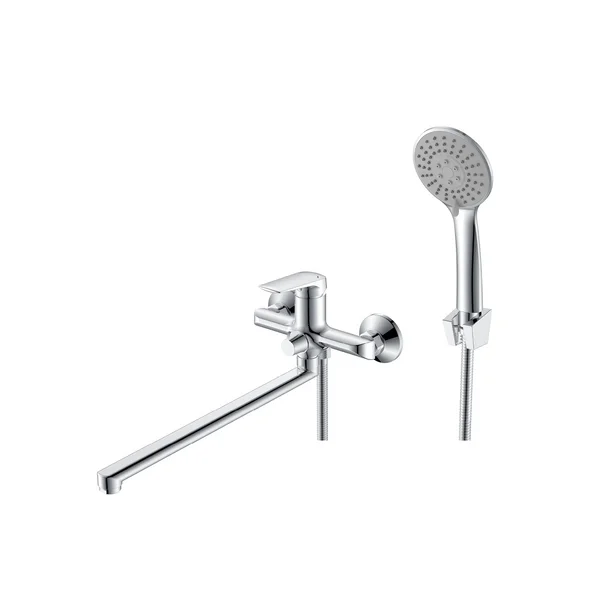 Фото товара на маркетплейсе wildberries Смеситель для ванны и душа с ручной лейкой и держателем