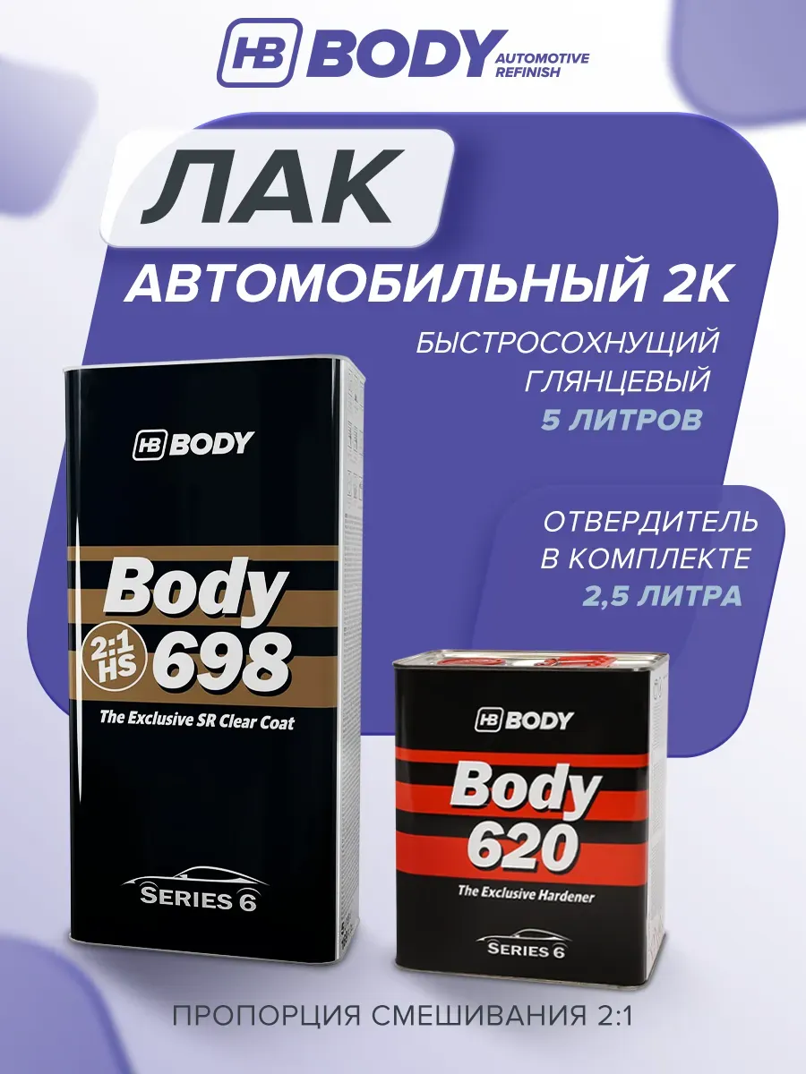 Лак автомобильный 2К акриловый глянцевый 2 1 комплект
