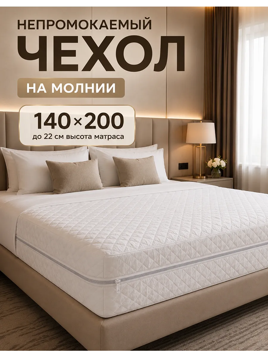 Чехол наматрасник 140х200х20-22 см непромокаемый