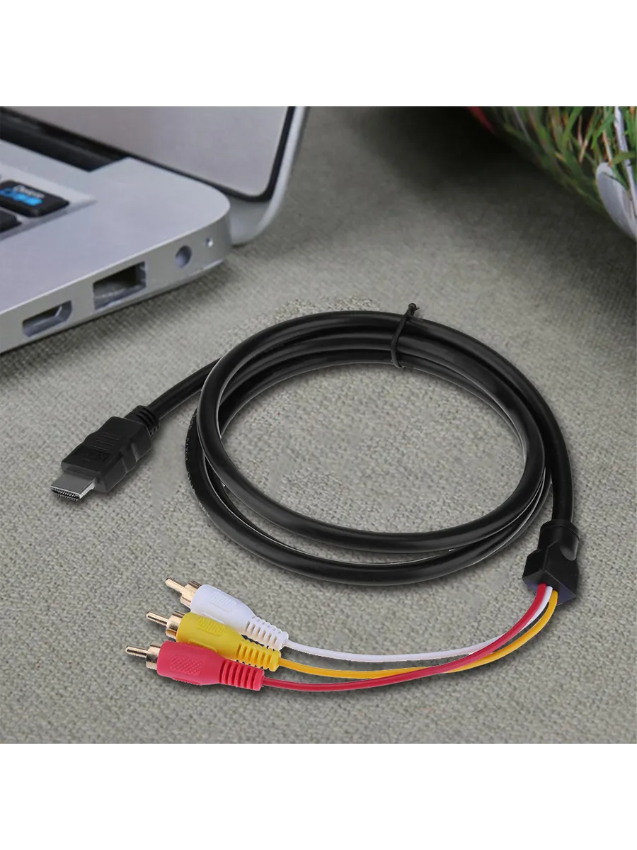 Кабель HDMI to 3RCA AV 1.5м золотой для ТВ, приставки