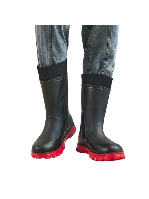 Мужские резиновые сапоги Mid Calf для дождя, утеплённые, цве, вариант, фото 3