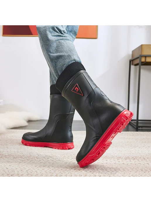 Мужские резиновые сапоги Mid Calf для дождя, утеплённые, цве, вариант, фото 6