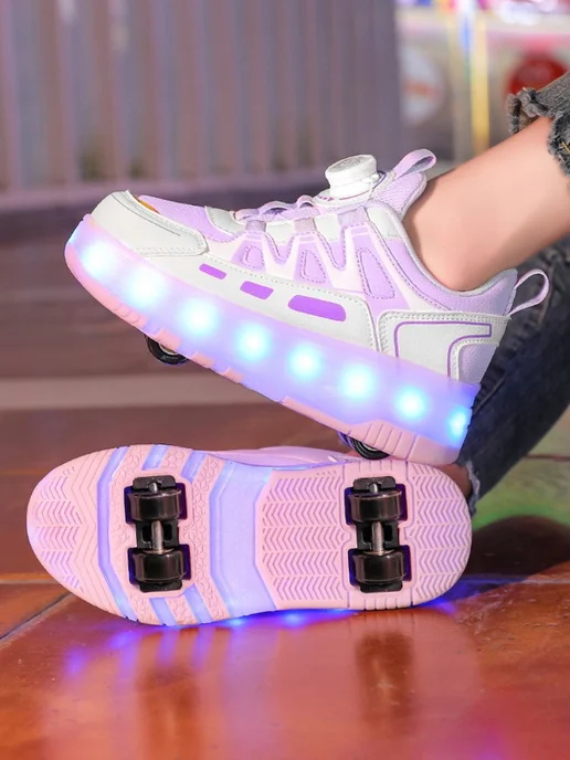 Heelys Кроссовки со светящейся подошвой для девочки 4 колеса, розовый, фото 2
