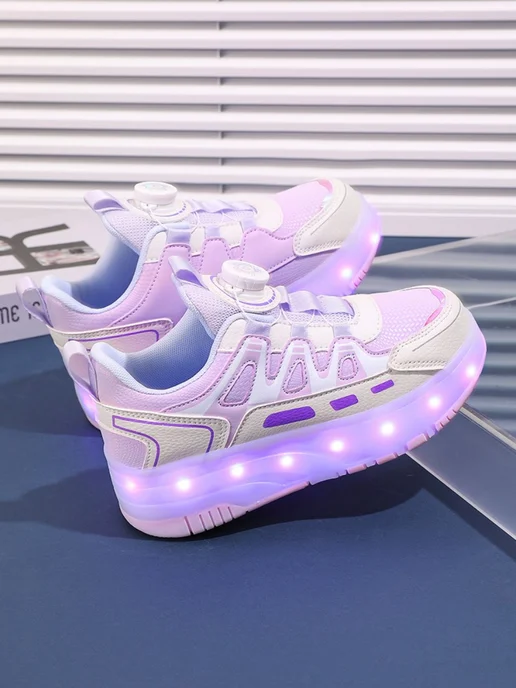 Heelys Кроссовки со светящейся подошвой для девочки 4 колеса, розовый, фото 3