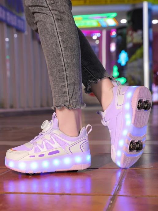 Heelys Кроссовки со светящейся подошвой для девочки 4 колеса, розовый, фото 4
