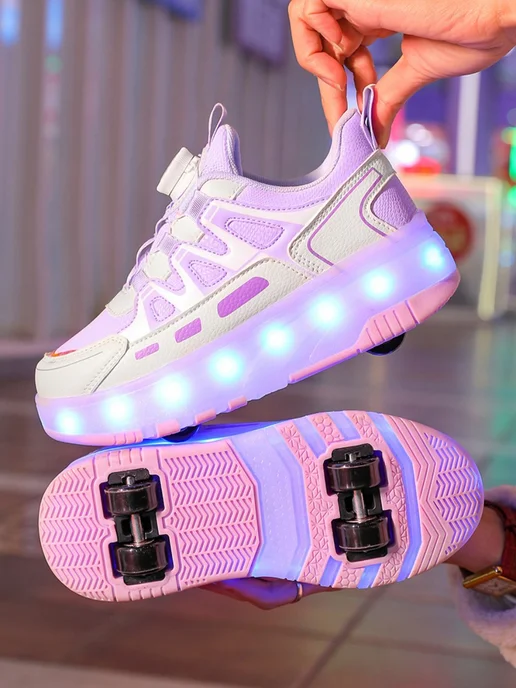 Heelys Кроссовки со светящейся подошвой для девочки 4 колеса, розовый, фото 7