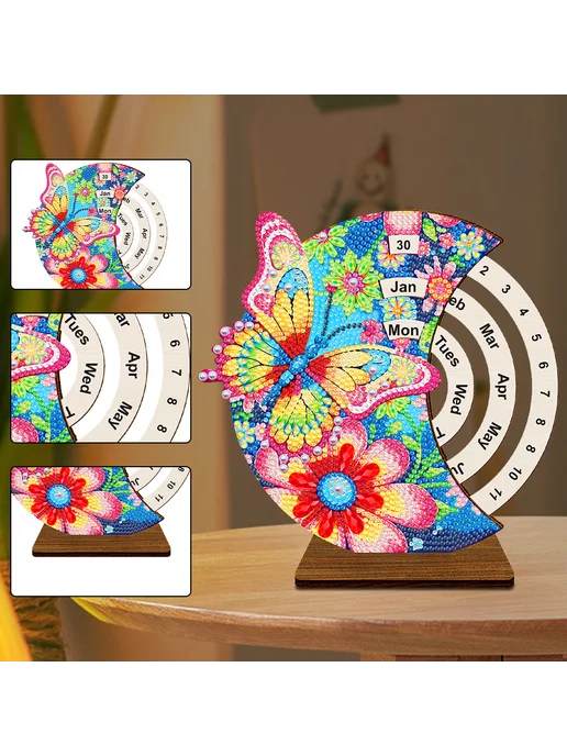 Цветочная бабочка №1 Diamond Painting, деревянный календ, д, вариант